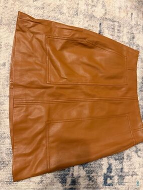 H&M Cognac Faux Leather Mini Skirt